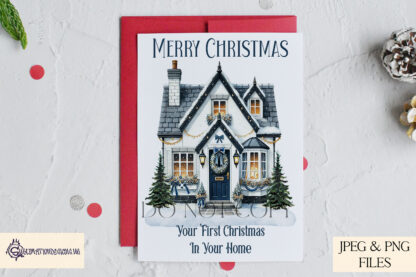 Christmas Themed House Designs Set featuring 5 festive houses in various colour themes, ideal for personalising baubles, cards, and Christmas décor.