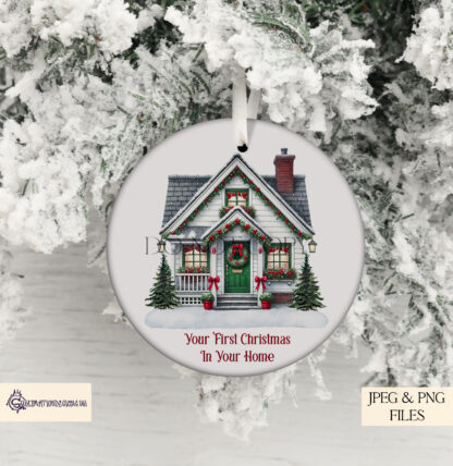 Christmas Themed House Designs Set featuring 5 festive houses in various colour themes, ideal for personalising baubles, cards, and Christmas décor.