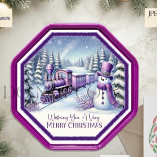 Purple Train Scene Tub Topper Design, perfect for use on Quality Street, and more projects as these are suitable for sublimation too.