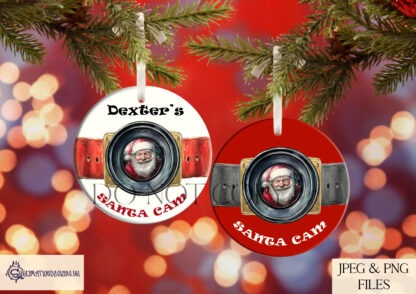 This festive Santa Cam Christmas Bauble Design Set includes 3 magical designs, perfect for sublimation on baubles. Featuring a watercolour lens and Santa’s belt, these designs are ideal for Christmas decorations. Includes high-resolution JPEG and PNG files with 2 mock-up images. Create up to 500 physical products with instant digital download.