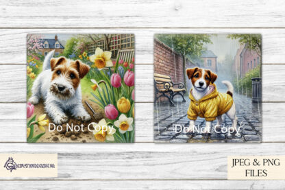 12 Months of Jack Russells Design Set featuring 12 seasonal Jack Russell images, perfect for calendars, coasters, and gifts.