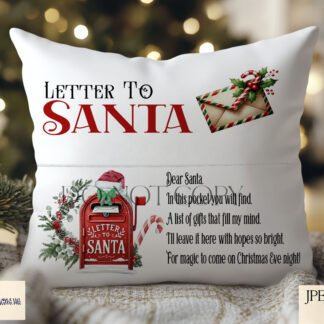 Letter to Santa Pocket Pillow Design Set featuring 3 unique designs with a poem and letter template. Perfect for personalised Christmas pillows.