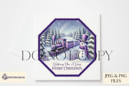 Purple Train Scene Tub Topper Design, perfect for use on Quality Street, and more projects as these are suitable for sublimation too.