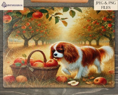 12 Months of Cavalier King Charles Spaniels Design Set featuring 12 seasonal dog images, perfect for calendars, coasters, and gifts.