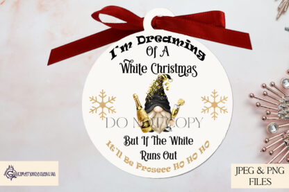 Wine Drinking Gonk Gnomes Designs Set featuring 4 humorous gnome designs for Christmas baubles. Perfect for adding humour to your holiday décor.