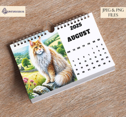 12 Months of Domestic Cats Calendar Design Set featuring 12 unique seasonal cat illustrations, ideal for creating personalised calendars and planners.