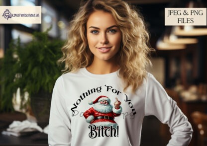 Santa’s Middle Finger Comedy Design Set featuring adult-themed Santa designs for edgy holiday products, ideal for t-shirts, hoodies, and cards.