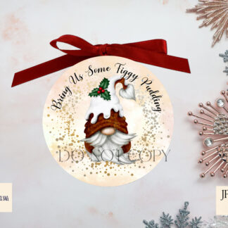 Christmas Gonk Gnome Bauble Design Set featuring 20 circular designs with gonk gnomes on Christmas backgrounds. Includes textless designs and Christmas song lyrics. Ideal for baubles and stickers.