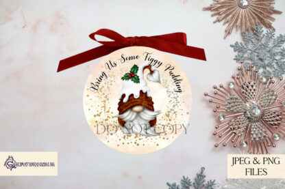 Christmas Gonk Gnome Bauble Design Set featuring 20 circular designs with gonk gnomes on Christmas backgrounds. Includes textless designs and Christmas song lyrics. Ideal for baubles and stickers.