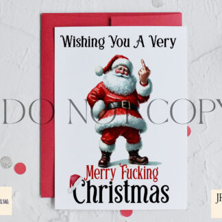 Santa’s Middle Finger Comedy Design Set featuring adult-themed Santa designs for edgy holiday products, ideal for t-shirts, hoodies, and cards.