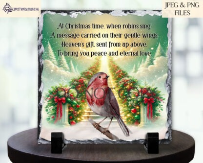 Robin Heaven Memorial Christmas Design Set featuring remembrance designs in round and square templates for baubles, slates, and candles.