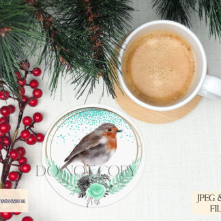 Winter Animal Circular Frames Design Set featuring 21 designs of stags, foxes, an owl, and a robin on blue, mint green, and red templates. Ideal for baubles, coasters, and seasonal gifts.