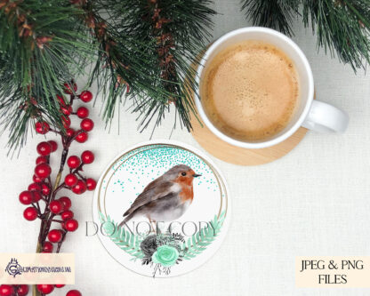 Winter Animal Circular Frames Design Set featuring 21 designs of stags, foxes, an owl, and a robin on blue, mint green, and red templates. Ideal for baubles, coasters, and seasonal gifts.