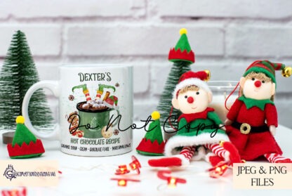 Green Themed Hot Chocolate Station Design Set featuring 6 designs, including an A4 family name option and 5 matching designs for mugs and jars. Ideal for festive crafting and gifting.