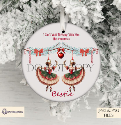 Nutcracker and Ballerina Hanging Ornament Couples Design Set featuring 3 textless designs. Includes male/female, female/female, and male/male couples. Perfect for baubles, cards, slates, and personalized holiday gifts.