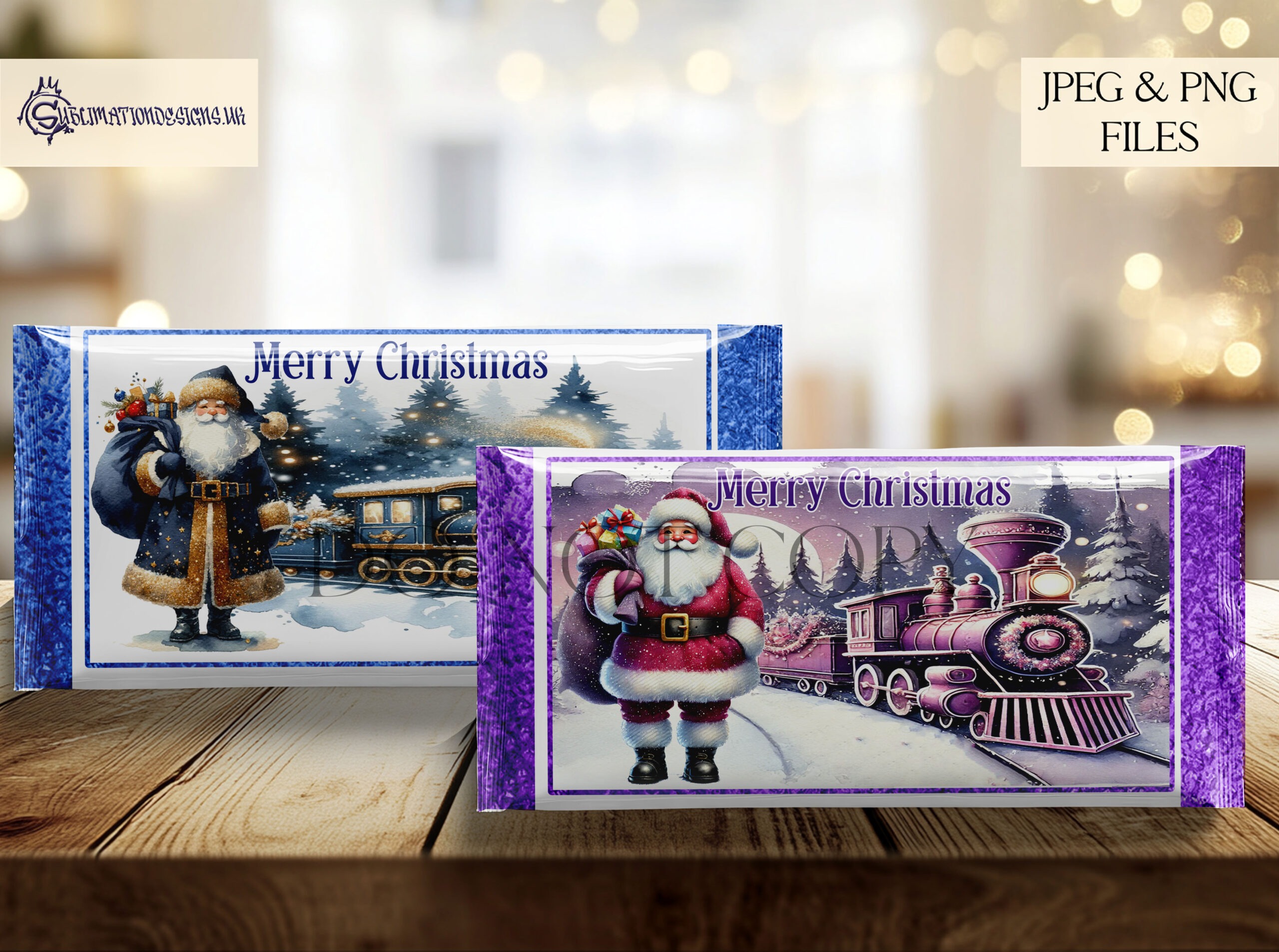 Christmas Santa Train Chocolate Bar Sleeves SublimationDesignsUK