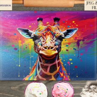 Vibrant Paint Splash Animal Design Bundle featuring 20 bestselling design sets with animals like giraffes, Highland cows, dolphins, and pandas in vibrant paint splash art.