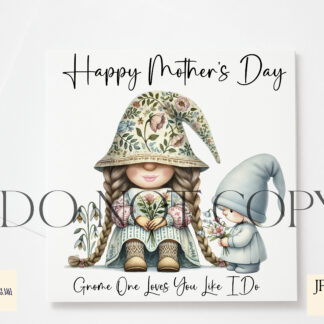 Mother Appreciation Gonk Gnome Design Set featuring mum gonk holding flowers and boy and girl gonks presenting flowers. Ideal for Mother’s Day and family gifts.