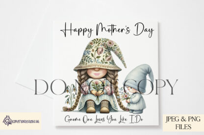 Mother Appreciation Gonk Gnome Design Set featuring mum gonk holding flowers and boy and girl gonks presenting flowers. Ideal for Mother’s Day and family gifts.