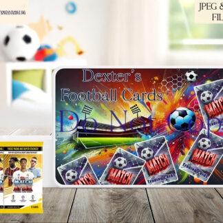 Football Card Collector Design Set featuring 4 designs for sublimation tins and mugs. Ideal for personalising card tins for football and soccer fans.