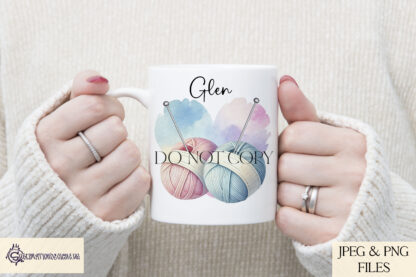 Knitting Lovers Design Set featuring 2 A4 designs for knitting tins and a love heart knitting setup design for mugs, coasters, and totes.