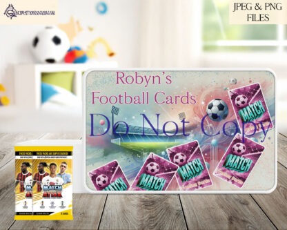 Football Card Collector Design Set featuring 4 designs for sublimation tins and mugs. Ideal for personalising card tins for football and soccer fans.