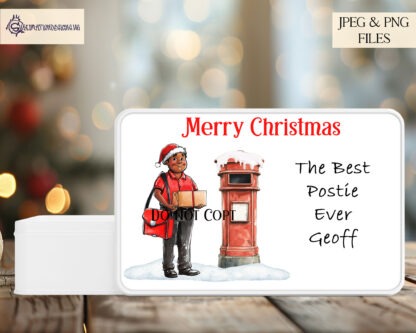 Christmas Postman Design Set featuring 14 designs of male and female posties in festive settings, with post boxes and Celebrations Tub Toppers.