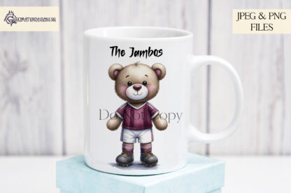 Big Match Football Inspired Teddy Bears Collection featuring 34 teddy bear designs in football team colours for sublimation projects and personalised gifts.