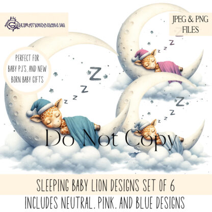 Digital Design Destash Baby and Child Bundle featuring 30 design sets, including sleeping animals, birthday themes, and nursery décor designs in JPEG and PNG.