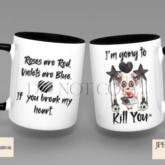 Comedy Voodoo Doll Love Designs featuring whimsical watercolour voodoo dolls with quirky "Roses are red" sayings.