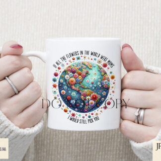 Mother's Love: Floral Earth Collection featuring watercolour planet Earth with continents blooming in flowers, including worded and textless options.