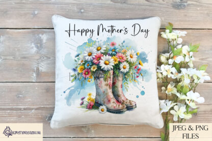 Floral Wellington Boot Motherhood Designs Set featuring wellington boots filled with vibrant flowers and verses celebrating motherhood, perfect for Mother’s Day gifts.