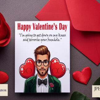 Valentine's Day Bumhole Comedy Design Set featuring Maltese man illustration with textless and funny quote options, perfect for adult humour projects.