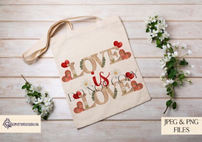 Love Is Love Wood and Floral Design featuring a rustic wooden background with floral elements. Perfect for sublimation projects.