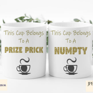 Insult Mug Designs Bundle featuring 37 funny insults like "Numpty," "Walloper," and "Fud." Includes JPEG and PNG files for sublimation.