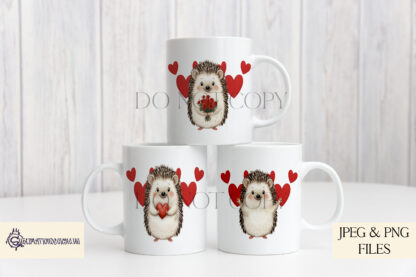 Hedge Hug Design Set featuring adorable hedgehogs in comforting and love-themed designs, perfect for sublimation on cushions, pocket hug cards, and T-shirts.