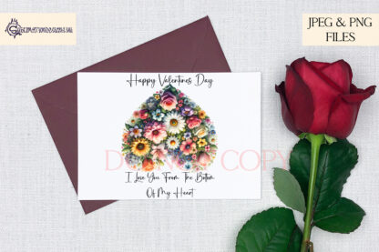 Blooming Love Design Set featuring floral hearts, "LOVE" lettering, and upside-down hearts with romantic wording.