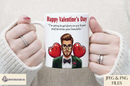 Valentine's Day Bumhole Comedy Design Set featuring Maltese man illustration with textless and funny quote options, perfect for adult humour projects.