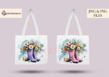 Floral Wellington Boot Motherhood Designs Set featuring wellington boots filled with vibrant flowers and verses celebrating motherhood, perfect for Mother’s Day gifts.