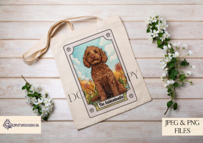 Doodle Mix Tarot Card Designs Set featuring various doodle breeds like Cavapoo and Cockerpoo.