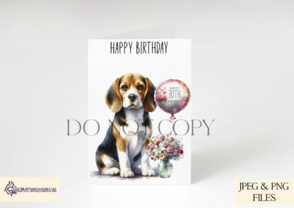 Well Wishing Dog Bundle featuring dogs with flower vases and a textless balloon for customizable messages, perfect for sublimation.