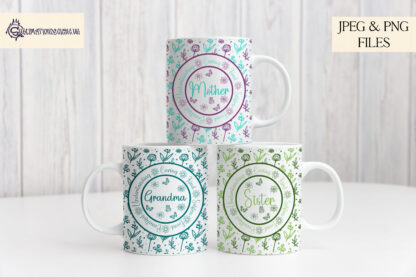 Floral Pattern Mug Wrap Mega Bundle featuring vibrant designs with customisable titles for mugs, ideal for Mother’s Day gifts.