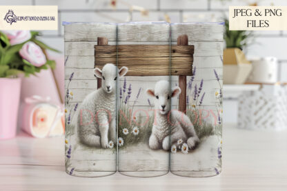 Vintage farmyard lambs design set featuring two lambs in rustic-themed illustrations with farmhouse-inspired phrases, perfect for chopping boards, cushions, and kitchen décor.