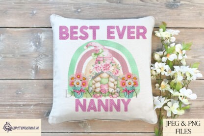 Best Ever Female Gonk Gnomes Design Set featuring gonk gnomes on a pastel rainbow and floral theme with titles like Mum, Aunt, and Teacher.