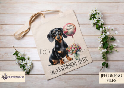 Well Wishing Dog Bundle featuring dogs with flower vases and a textless balloon for customizable messages, perfect for sublimation.