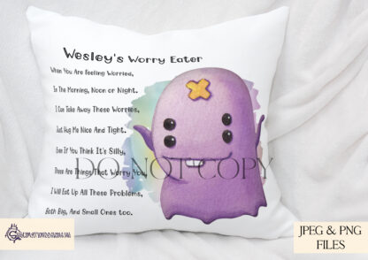 Worry Monster Cushions Designs Set featuring 10 unique monsters with a self-written verse, perfect for pocket pillows and cushions.