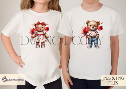 Teddy Bears with Foam Red Noses Design Set featuring two textless bear designs for children’s apparel and novelty gifts.