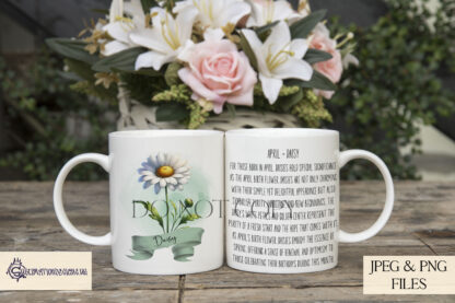 Birth Month Flowers Bundle with 12 mug wraps and clip arts showcasing unique flowers for each month.