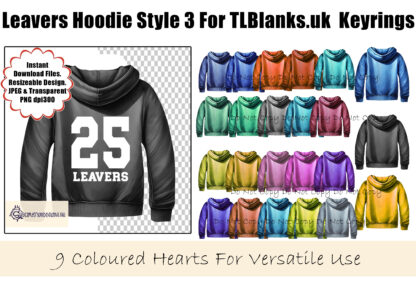 A Leavers Hoodie Clip Art Set, featuring 23 hoodie colours and Leavers/Class of 2025-2029 wording in PNG and JPEG formats.