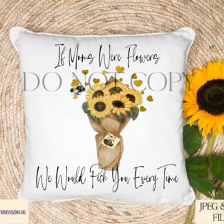 A Mother’s Day floral bouquet design set, featuring sunflowers and peonies, with textless and wording variations for Mum, Mam, and Mom. Comes in JPEG and PNG formats.